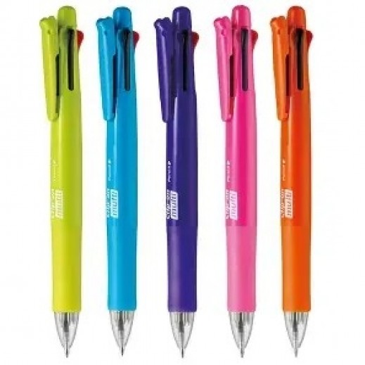 Zebra Clip On Multi Fun Light Blue1 Pencil + 4 Colors Pen