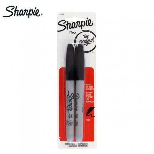 Sharpie - 2 Fine Tip Permanent Markers Black - delivered by Taw9eel Fast