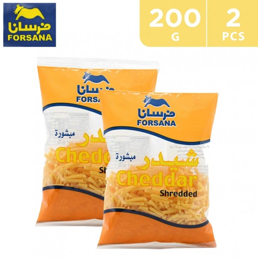 Forsana Shredded Cheddar Cheese Yellow 2 x 200 g - delivered by Taw9eel Fast