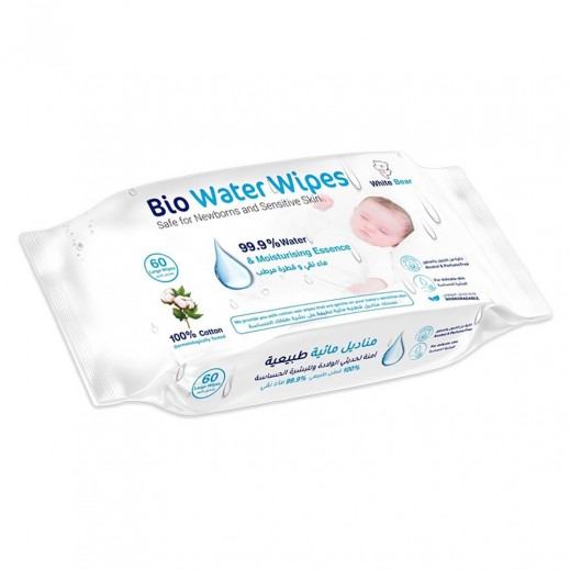 White Bear Bio Water Newborn Baby Wipes 60 Wipes