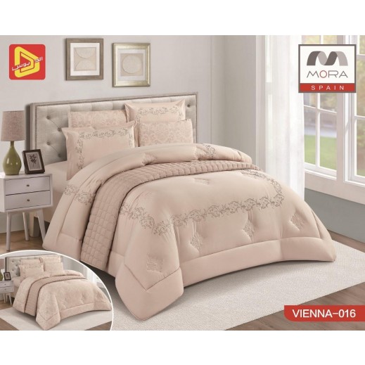 Mora Vienna Double King Comforter Set Beige 240 × 260 - 7 Pieces - delivered by Taw9eel Within 24 Hours