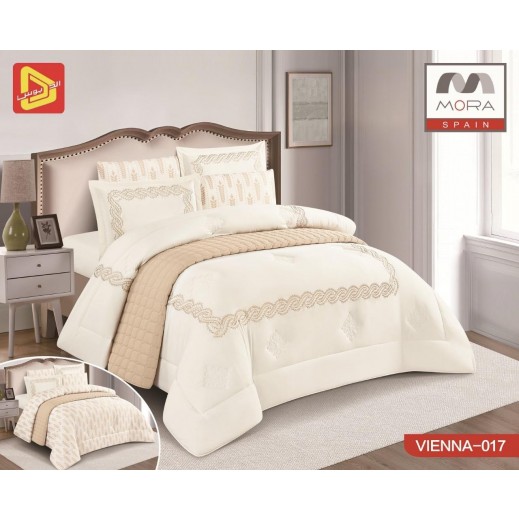 Mora Vienna Double King Comforter Set Light Beige 240 × 260 - 7 Pieces - delivered by Taw9eel Within 24 Hours