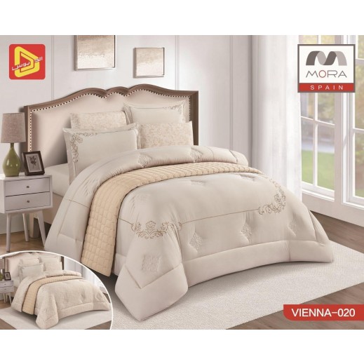Mora Vienna Double King Comforter Set Almond 240 × 260 - 7 Pieces - delivered by Taw9eel Within 24 Hours