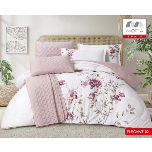 Mora Elegant 7Pcs Double King Comforter Set 260×240 - Rose - delivered by Taw9eel Within 24 Hours
