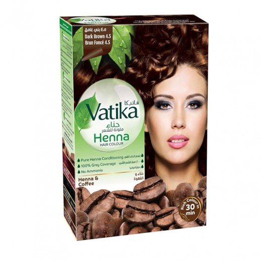 Dabur Vatika Henna Hair Colour Powder 6 x 10 g Dark Brown 4.5