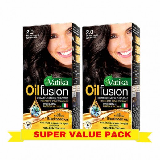 Vatika Naturals Oil Fusion Coloring Kit: Natural Black 2 x 108 ml