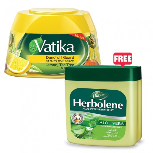 Dabur Vatika Dandruff Guard Hair Cream 210 ml + Herbolene 50 g ( Free )