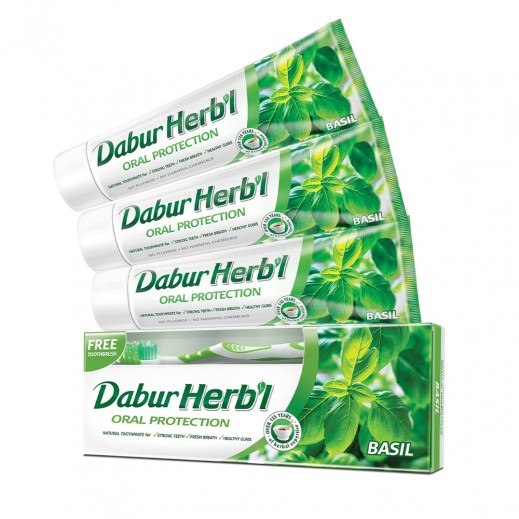 Dabur Herbal Basil Oral Protection Toothpaste 3 x 150 g