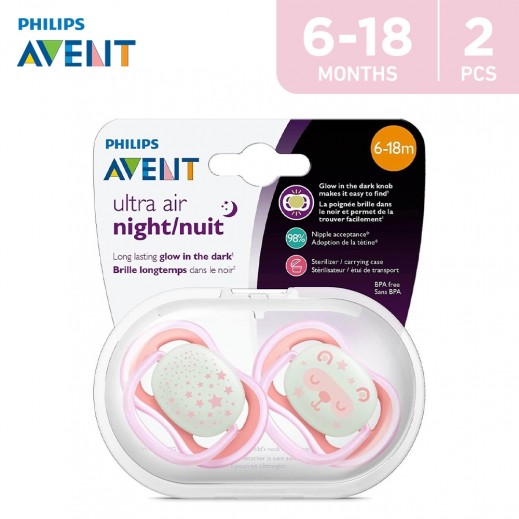 Philips Avent Ultra AIR Night Soother Girl 2 Pieces (6-18 Months)