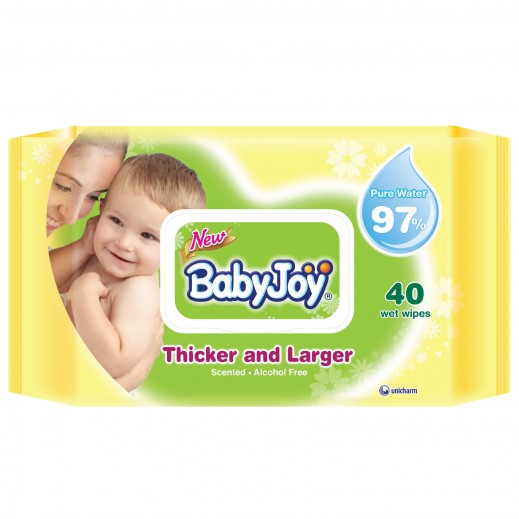 BabyJoy Thicker & Larger Wet Wipes - 40 Wipes - delivered by Taw9eel Fast