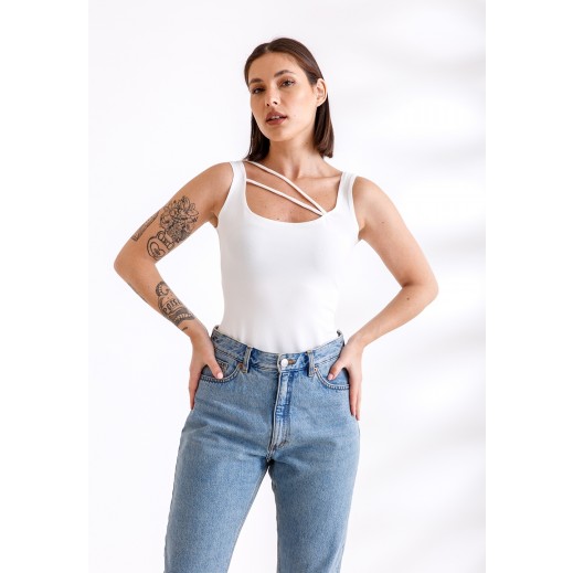 White Asymmetrical Two Strap Top by The Loft - delivered by Thouqi within 2 working days