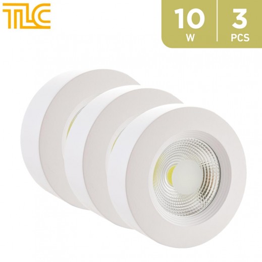 TLC 10W LED Surface Mounted COB Light 12x12cm - White - 3PCS