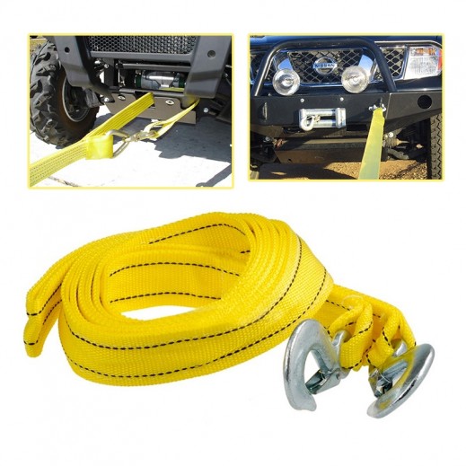 Heavy Duty 6T Tow Strap with Hooks - Yellow - delivered by Taw9eel Fast
