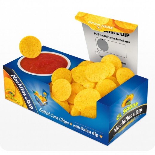 El Sabor Salted Nacho Chips & Salsa Sauce 155g - delivered by Taw9eel Fast