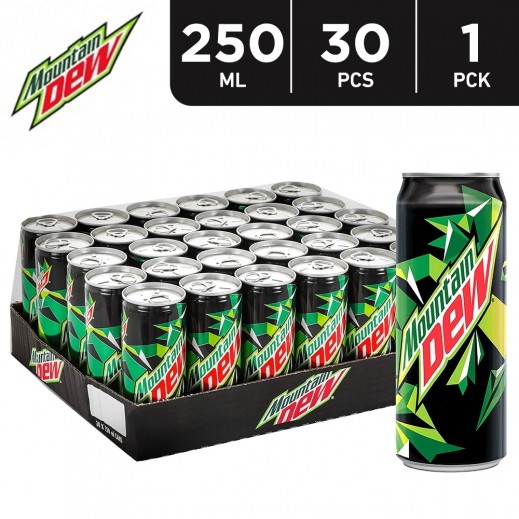Mountain Dew Soft Drink Can 30 x 250 ml - delivered by Taw9eel Fast