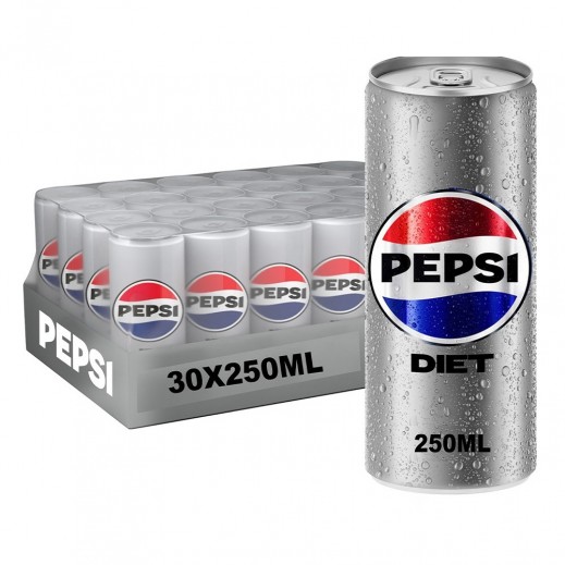 Pepsi Diet Soft Drink Can 30 x 250 ml  - delivered by Taw9eel Fast