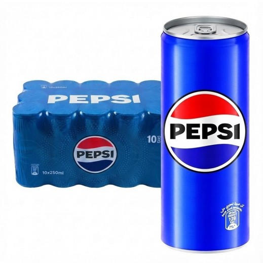 Pepsi Soft Drink Can 10 x 250 ml - delivered by Taw9eel Fast