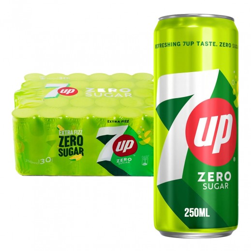 7up Extra Fizz Zero Sugar Soft Drink Can 30 x 250 ml