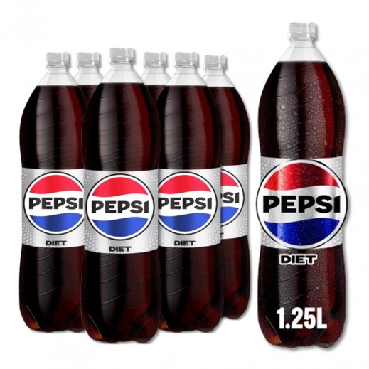Pepsi Diet Soft Drink in PET Bottle 6 x 1.25 L - delivered by Taw9eel Fast