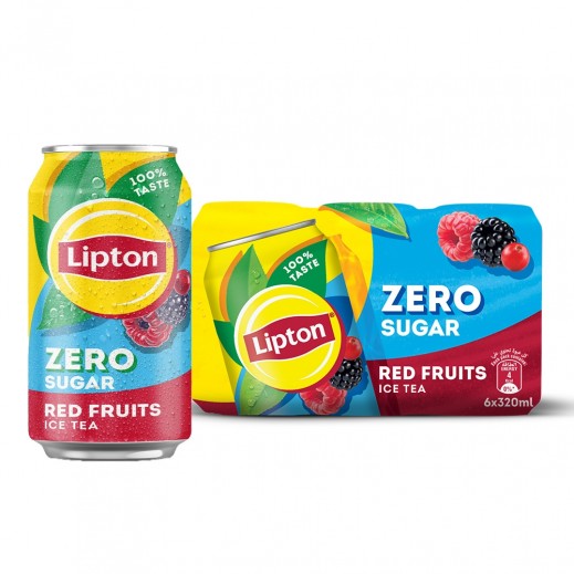 Lipton Zero Sugar Red Fruit Ice Tea 6 x 320 ml - delivered by Taw9eel Fast