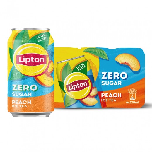 Lipton Zero Sugar Peach Ice Tea 6 x 320 ml - delivered by Taw9eel Fast