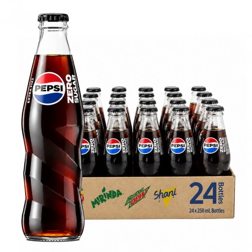 Pepsi Zero Sugar Soft Drink in Glass Bottle 24 x 250 ml