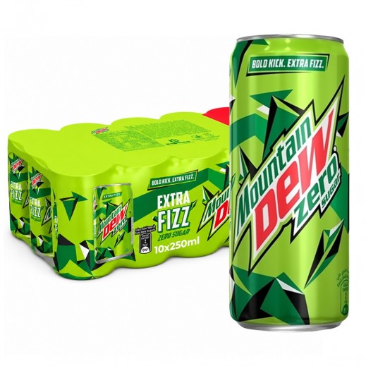 Mountain Dew Extra Fizz Zero Sugar Can 10 x 250ml
