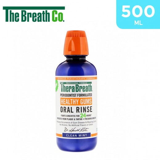 The Breath Co Clean Mint Healthy Gums Oral Rinse Mouthwash 500 ml - delivered by Taw9eel Fast