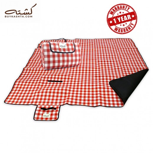 Kashta Picnic Blanket - Red & White - delivered by Taw9eel Fast