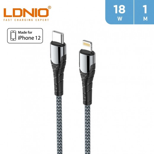 LDNIO 1m 18W Type-C to Lightning Cable - Gray - delivered by Taw9eel Fast