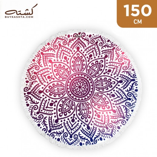 Kashta 150 cm Round Beach & Camping Blanket -  Pink Flower - delivered by Taw9eel Fast