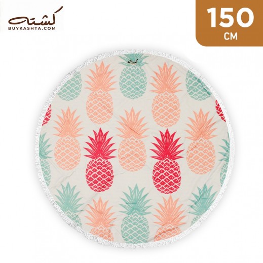 Kashta 150 cm Round Beach & Camping Blanket - Pineapple - delivered by Taw9eel Fast