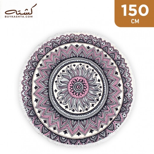 Kashta 150 cm Round Beach & Camping Blanket - Blue - delivered by Taw9eel Fast
