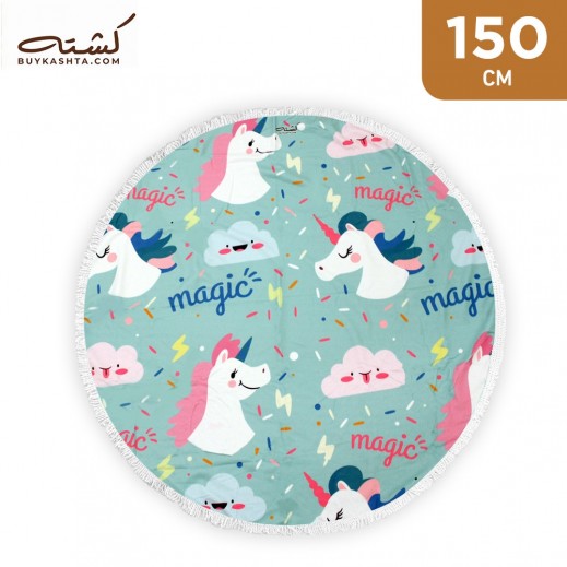 Kashta 150 cm Round Beach & Camping Blanket - Unicorn - delivered by Taw9eel Fast