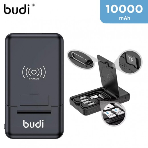 Budi Wireless 10,000mAh Fast Charging Powerbank with USB Cables Box and SIM Card Accessories  - delivered by Taw9eel Fast
