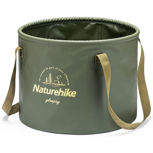 Naturehike Foldable Waterproof Round Bucket - Army Green 10 L  - delivered by Taw9eel Fast