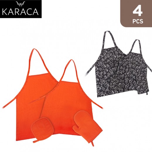 Karaca Home Pinny Kitchen Apron 4 Piece Set 