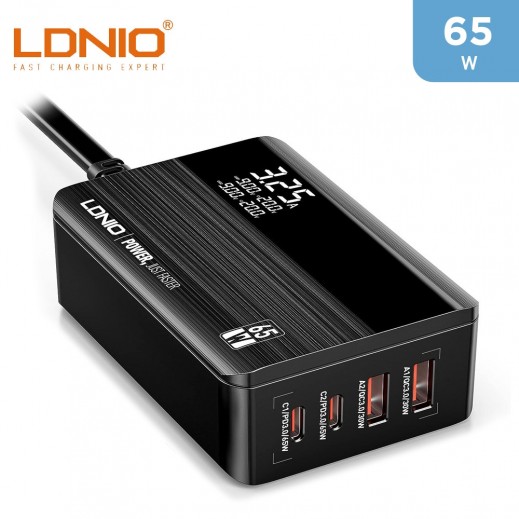 LDNIO 65W Desktop Fast Charger with 4 Outputs with LED Display  - delivered by Taw9eel Fast