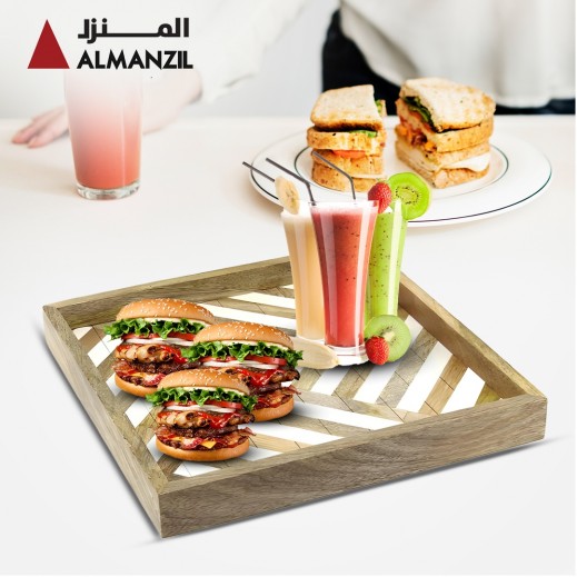 Al-Manzil Mango Wood & Resin Tray - Square