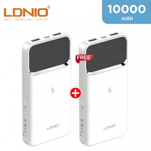LDNIO 15W Wireless Charging Power Bank 10000 mAh 1 + 1 Free - delivered by Taw9eel Fast