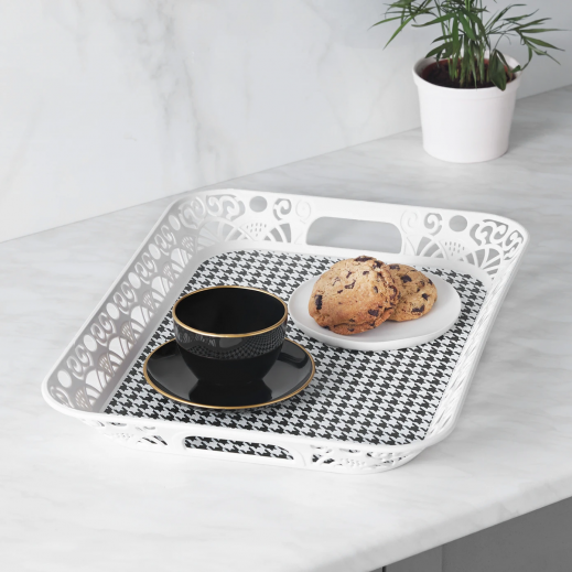 Karaca Roby Black White Rectangle Tray 45 cm