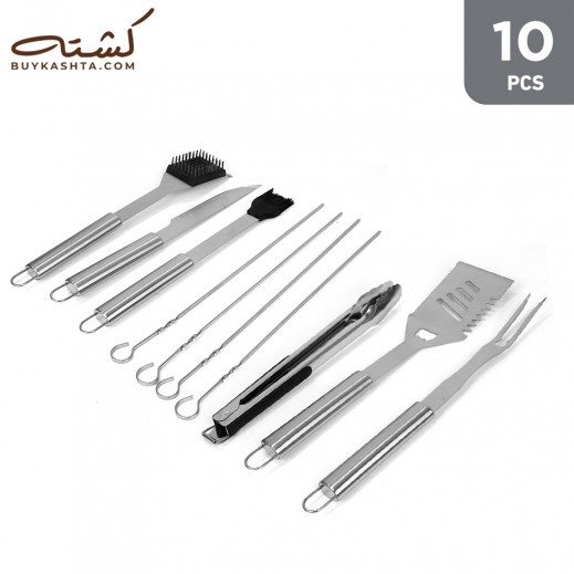 Kashta Stainless Steel BBQ Tool Set With Carry Bag 10 Pieces