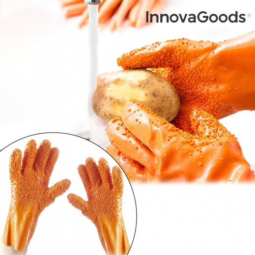 InnovaGoods Fruit and Vegetable Cleaning Gloves - delivered by Taw9eel Fast