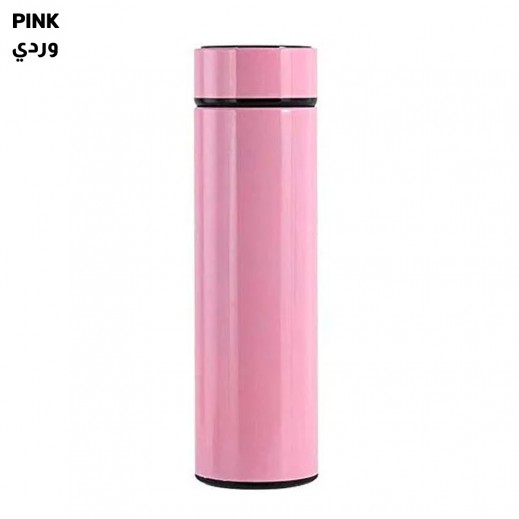 Kashta Smart Printed Flask with LED Display Pink - 500 ml - delivered by Taw9eel Fast