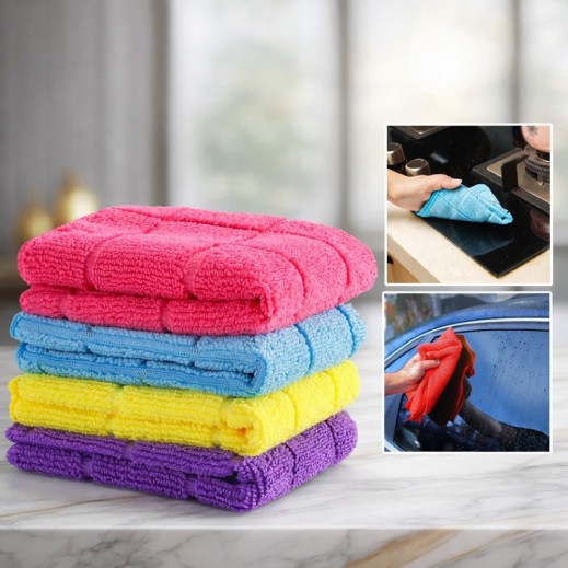Set of 4 Microfiber Cleaning Cloth By Tawfeer - delivered by Taw9eel Fast