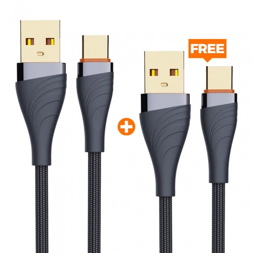 30W USB to Type-C Braided Charging Cable 2 m by LDNIO 1 + 1 Free