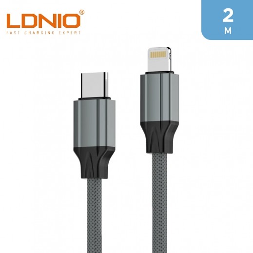 Ldnio 30W Type-C to Lightning Braided Charging Cable 2 m - Grey - delivered by Taw9eel Fast