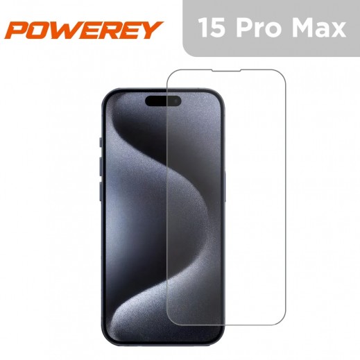 Powerey Triple Strong Tempered Glass Screen Protector for iPhone 15 Pro Max - delivered by Taw9eel Fast