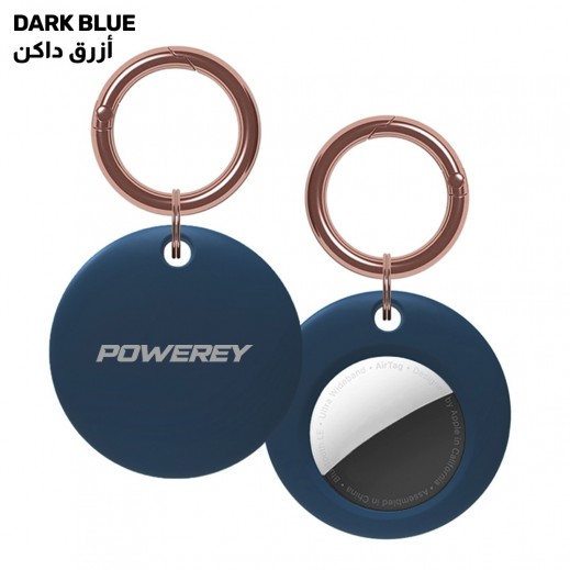 Powerey Airtag double round case DARK BLUE - delivered by Taw9eel Fast