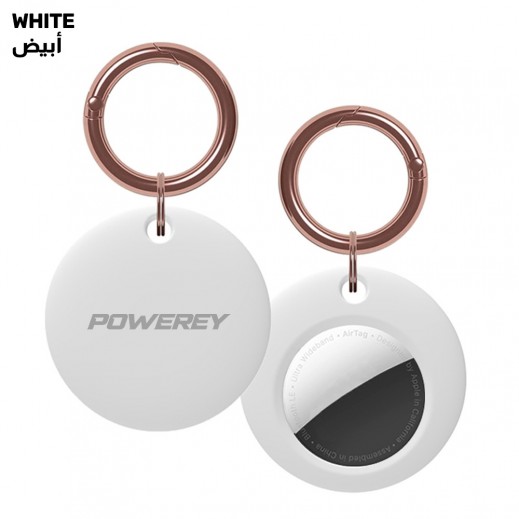 Powerey Airtag double round case WHITE - delivered by Taw9eel Fast